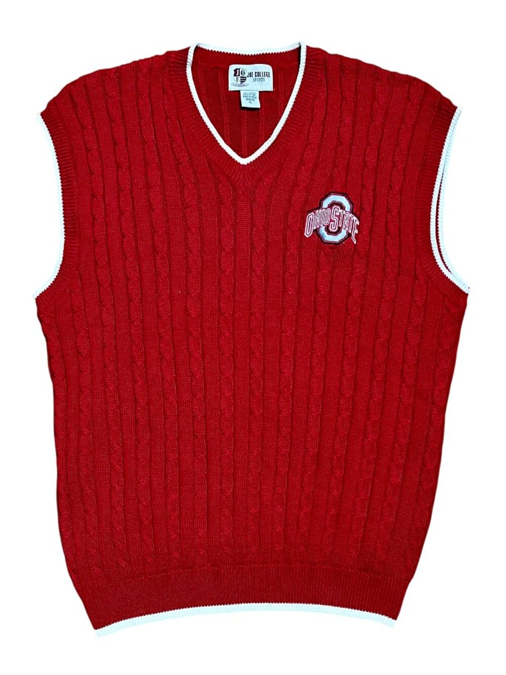 Ohio State Buckeyes Y2K Vintage Cable Knit Red Sweater Vest, Men's XL